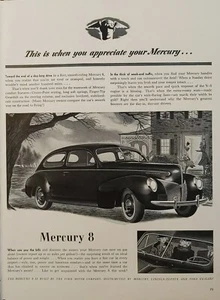 1940 vintage Mercury 8 automobile print ad. World War II era. - Picture 1 of 1