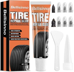Tire Repair Glue 50ml, Rubber Cement for Sidewall Fixes, Includes Two Sizes o... - Picture 1 of 11