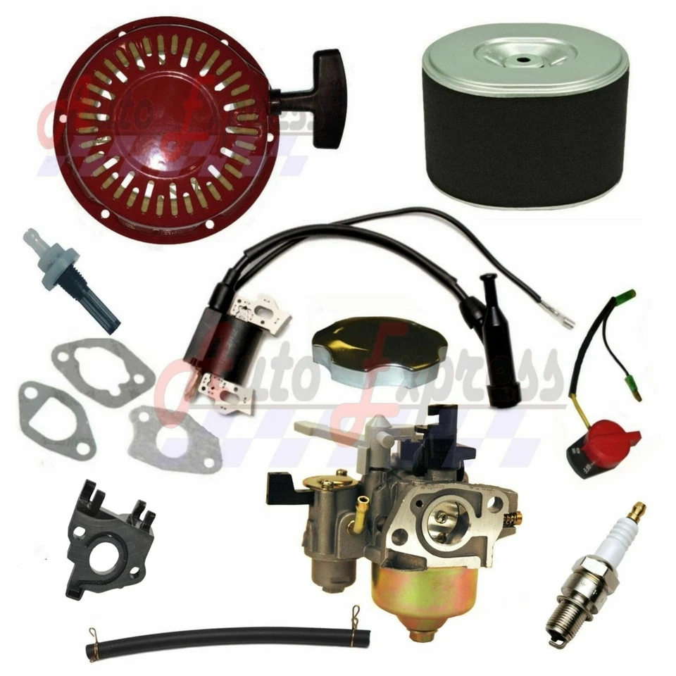 RECOIL CARBURETOR IGNITION COIL SPARK PLUG AIR FILTER GAS CAP FITS HONDA GX240 - Image 1 of 1
