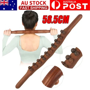 Wooden Therapy Scraping Lymphatic Drainage Massager 20Beads Point GuaSha Stick D - Picture 1 of 12