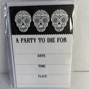 Hallmark Halloween Invitations 10pksealed Skeleton Heads J552 - Picture 1 of 2
