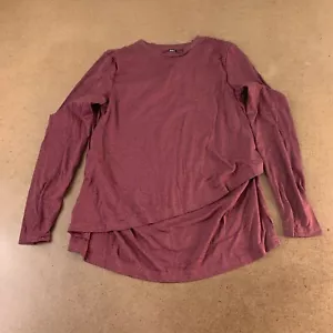 SHEIN Women's Maternity Size 4 Maroon Long Sleeve Nursing Tulip Hem Tee New - Picture 1 of 8