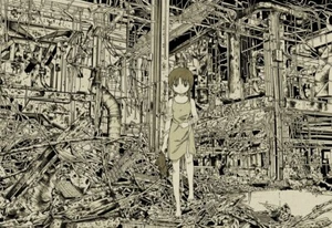 Anime serial experiments lain girls standing looking at CCG Gaming Mat Desk - Picture 1 of 1