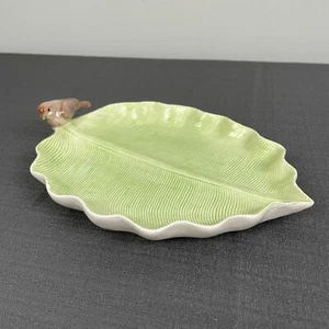 Entzückende Keramik Vogel Blatt Schmuck Tablett Schale 9,5" x 7" - Bild 1 von 4