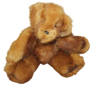 Elaine Jacobs Baby Bear Tracks Mink Teddy Plush Stuffed Toy Brown Tan Vintage 9" - Picture 1 of 7