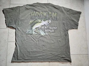 Vintage Y2K Cool Eat Sleep Repeat Fisch Angeln Fischer T-Shirt Hut Haken Größe XL!!! - Bild 1 von 11
