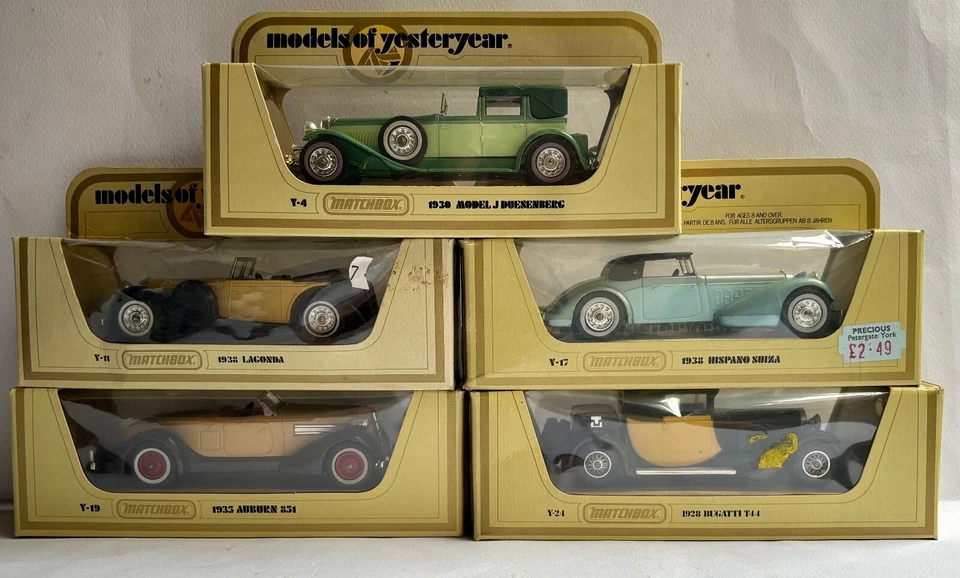 MATCHBOX MOY LOTTO 5 MODELLI BUGATTI-HISPANO SUIZA-LAGONDA-AUBURN-DUESENBERG - Immagine 1 di 1
