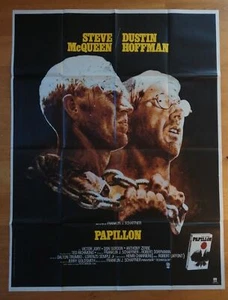 PAPILLON steve mcqueen dustin hoffman affiche cinema 160x120 cm R70s - Foto 1 di 1