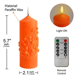 Carved Flower Flameless LED Candles - Battery Operated Pillar Candles Lady Gift - Picture 1 of 5