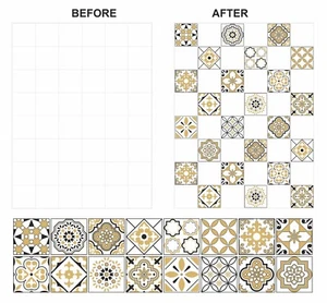 Mosaic Tile Stickers Black & Gold Azulejo For 150mm x 150mm & 6 Inch Tiles GT34 - Picture 1 of 3