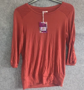 Joe Bowns Womans Orange T-shirt Top UK 8 3/4 sleeves - Picture 1 of 15