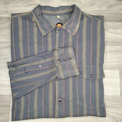 Camisa Scully Para Hombres L Grande Azul Perla A Presión Manga Larga Vaquero Occidental Informal Foto 1 de 4