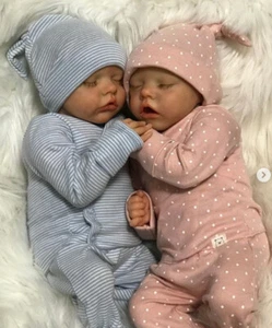 18Inch Vinyl Full Body Doll Twins Sleep Girl&Boy Baby Silicone Reborn Baby Doll - Picture 1 of 7