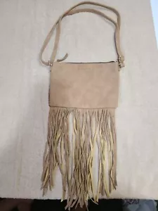Victoria Secrets Brown Suede Crossbody Purse With Fringe Adjustable Strap - Picture 1 of 4