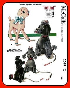 Stofftiere Lamm oder Mama und Baby PUDEL Muster Spielzeug McCall's 2099 Vintage 1954 - Bild 1 von 5