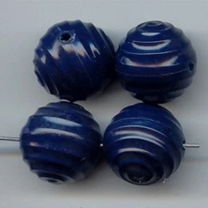 12 VINTAGE NAVY BLUE SPIRAL TWISTED ROUND 18mm. DECO BEADS 6909 - Picture 1 of 1