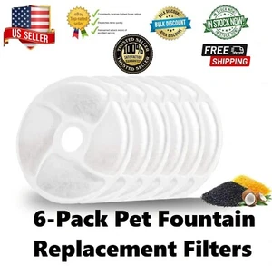 Paquete de 6 filtros de repuesto de carbón activado para fuente de agua para mascotas DownyPaws de 4 pulgadas - Imagen 1 de 10