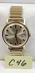 Vintage 1970 Timex 34MM Electro Mechanical Date Watch 96244170 10KTRGP Running - Picture 1 of 8