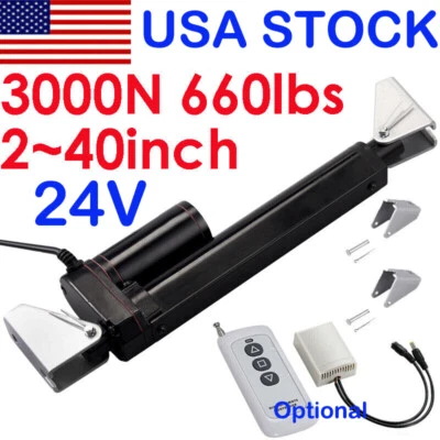 DC 24V Electric Linear Actuator Motor 3000N 660lb 2"~ 40" Heavy Duty Fast IP65 - Image 1 of 4