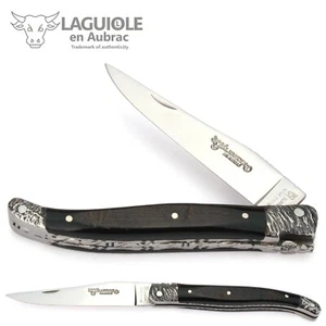 Navaja Laguiole Aubrac búfalo 12 cm doble placa martillada cuchillo para hornear - Imagen 1 de 6