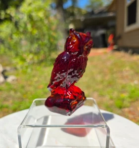Boyd Glass Ruby Owl Figurine - Picture 1 of 12