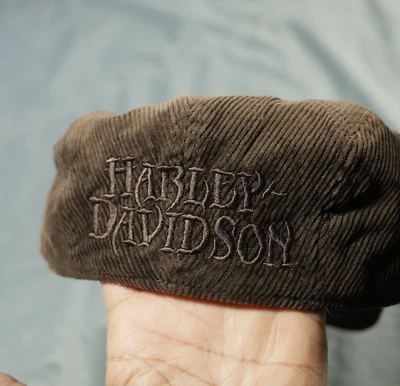 Harley Davidson Gorra Sombrero Marrón Cabbie Newsboy Para Hombres M Deletrear Pana Motociclista Foto 1 de 4