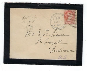 1886 London, Canada, Black Mourning Border, to Lafayette IN - Picture 1 of 2