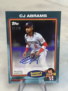 2024 Topps X Chris Berman Boomer's Baseball CJ ABRAMS AUTO 1/50 Teal - Picture 1 of 2