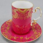 JP Pouyat Limoges Hand Painted Cranberry Gold Floral Scrollwork Chocolate Cup A