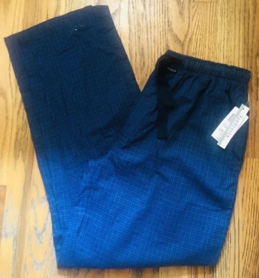 NUEVO CON ETIQUETAS VAN HEUSEN ROPA DE DORMIR M Azul Marino Cuadros Elásticos PANTALONES DE SALÓN PJ DORMIR Algodón Foto 1 de 4