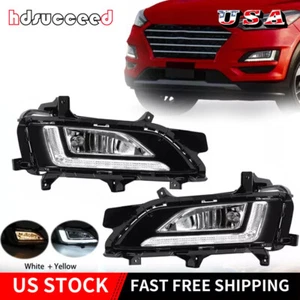 LED DRL Front Bumper Fog Lights Lamps Set For 2019 2020 2021 Hyundai Tucson Pair - Picture 1 of 13