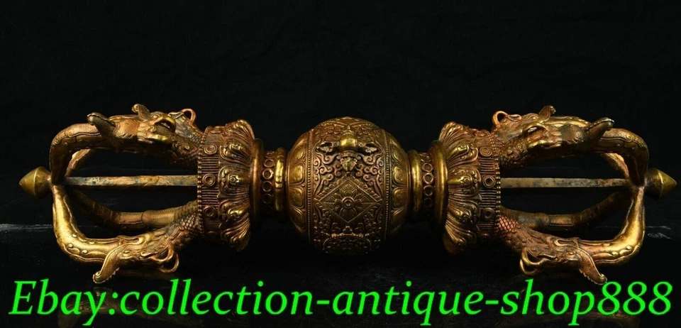Antiguo templo budista tibetano bronce dorado Vajra Dorje Phurpa exorcismo talismán faqi Foto 1 de 4