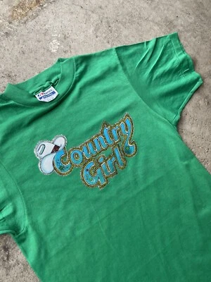 Country Girl T Shirt Single Stitch 80s True Vtg Random Funky Groovy Transfer - Image 1 of 4