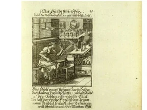 IL RAGNO D'ORO 1 incisione su rame originale di Weigel circa 1730 - Foto 1 di 3
