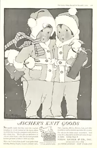 1919 ASCHER's Knit Goods clothing coat antique PRINT AD baby child kids bonnett - Picture 1 of 1
