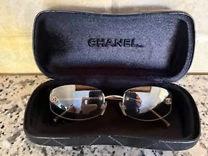 CHANEL CLASSIC VINTAGE SILVER-TONE RIMLESS OVAL CC LOGO EYE GLASSES BOX - Picture 1 of 15