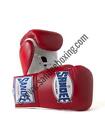 Sandee Lace Up Pro Fight Red & White Leather Boxing Glove Muay Thai MMA UFC