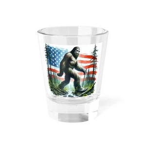 Shot Glass, Big Foot Woods American Flag , 1 5oz, Barware, Collector's Item - Picture 1 of 5