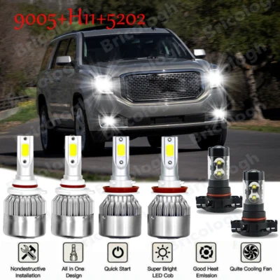 Combo faros LED haz alto/bajo + kit de bombilla luces antiniebla para GMC Yukon XL 2016-2018 Foto 1 de 4