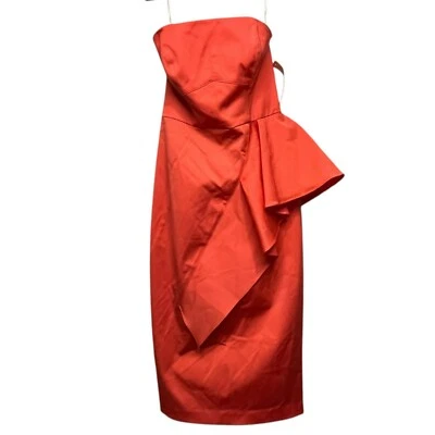 Shoshanna Strapless Taffetta Midi Dress Prom Wedding Coral NEW WITH TAGS Size 2 - Image 1 of 4