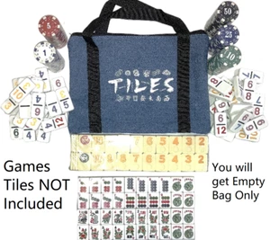 Mahjong Poker Rummy Domino Tiles Marbles Pegs Games Pieces Cards Denim Empty Bag - Picture 1 of 6