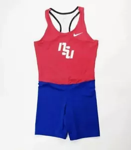 Nike NSU Fast Running Unitard Women's Medium Red Blue Race Track Singlet CV3665 - Picture 1 of 2
