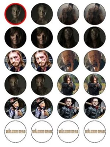 24 X VORGESCHNITTENE THE WALKING DEAD GEGOSSENE GEMISCHTE OBLATENPAPIER GEBURTSTAGSTORTENAUFLEGER - Bild 1 von 1