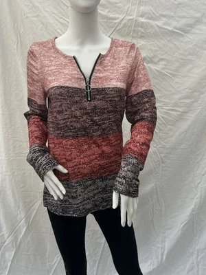 Long Sleeve Jumper, Zip V Neck, Light Weight Printed Design Size Small 36” Chest - Image 1 of 4