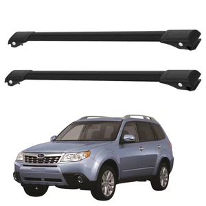 Barras transversales de techo bloqueables para Subaru Forester SH 2008-2013 2 piezas negras - Imagen 1 de 15