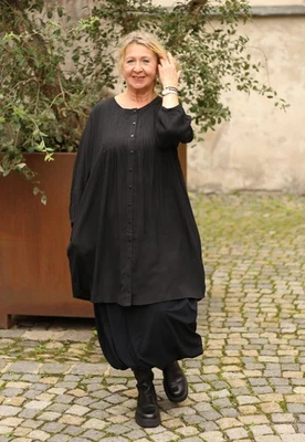 GOZZIP - Lagenlook TUNIKA BLUSE Gr 42 bis 56 - schwarz