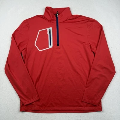 Pullover RLX Ralph Lauren Para Hombres Grande Rojo Cuarto Cremallera Golf Elastizado Bolsillo en el Pecho Foto 1 de 4