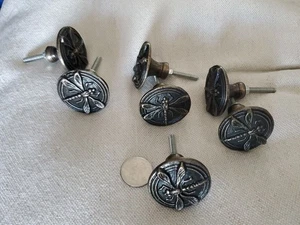 7er Set Drachenfliege Zug Schublade Schrank Knopf Griff Massiv Metall Neu ohne Karton - Bild 1 von 5
