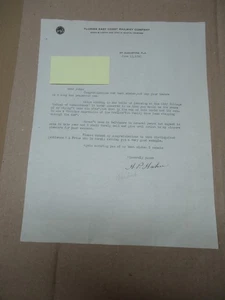Florida East Coast Railway co St Augustine FL 1945 Letterhead - Picture 1 of 1