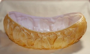 Consola cuenco Art Deco consolidado Martele vidrio ámbar PARAQUITOS inspiración Lalique - Imagen 1 de 17